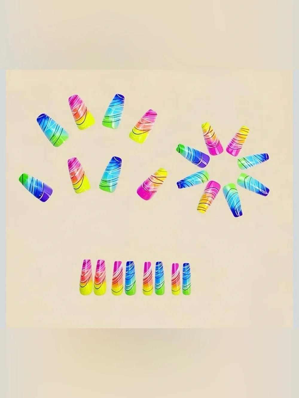 Colorful Fake Press On Nails NWT